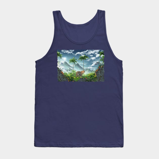 Leopard With A Jungle View Tank Top by PhotoArts